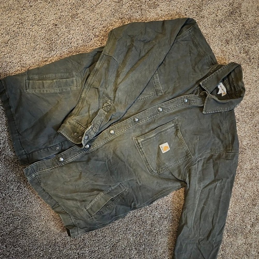 CARHARTT MEN'S RUGGED FLEX RIGBY LONG SLEEVE SNAP WORK SHIRT JACKET Size M